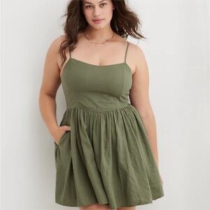 Aerie Olive Green Women's Mini Dress with Pockets